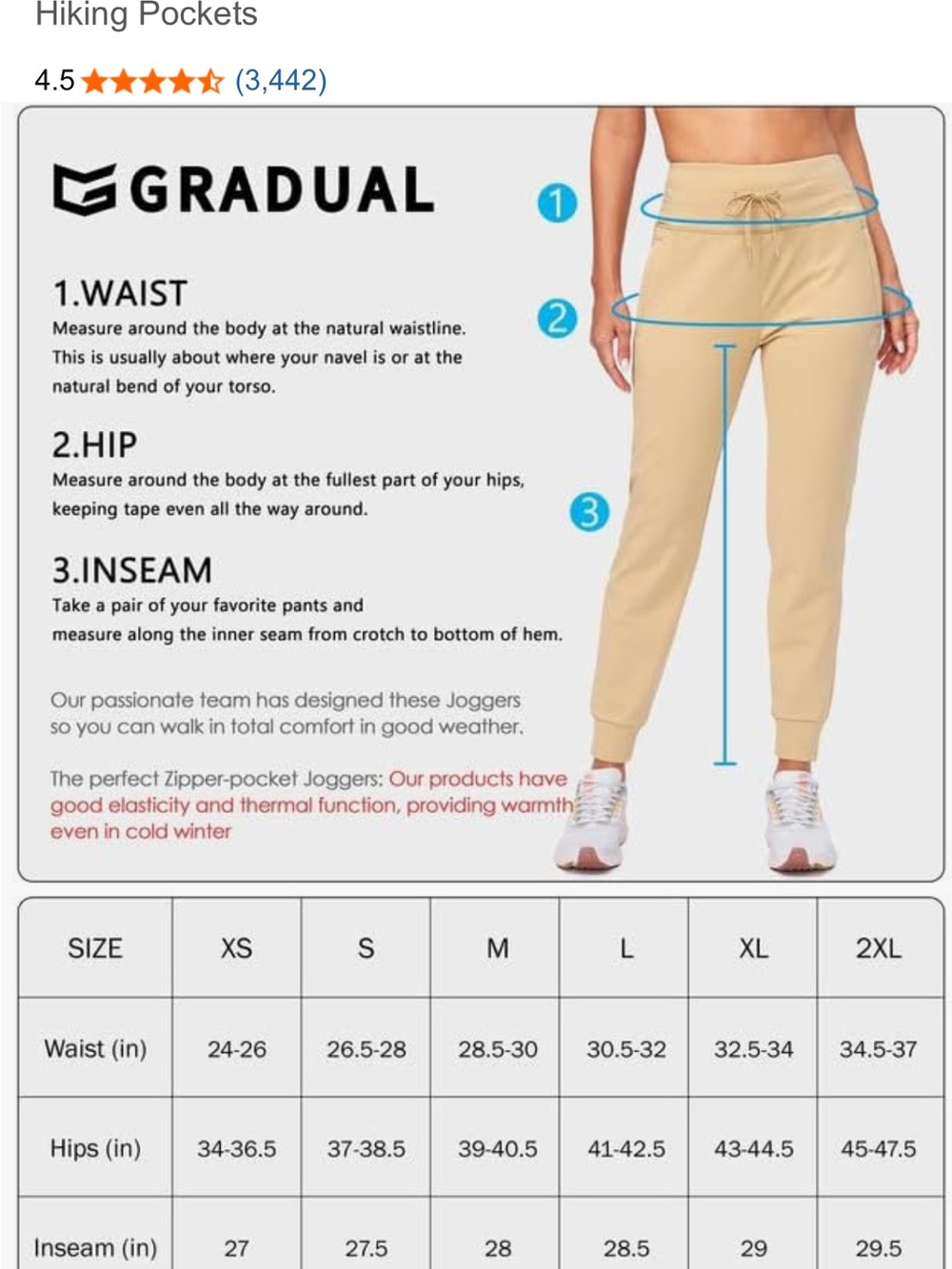 G Gradual Women's Fleece Lined Joggers High Waisted Water Resistant Thermal S - Picture 5 of 11